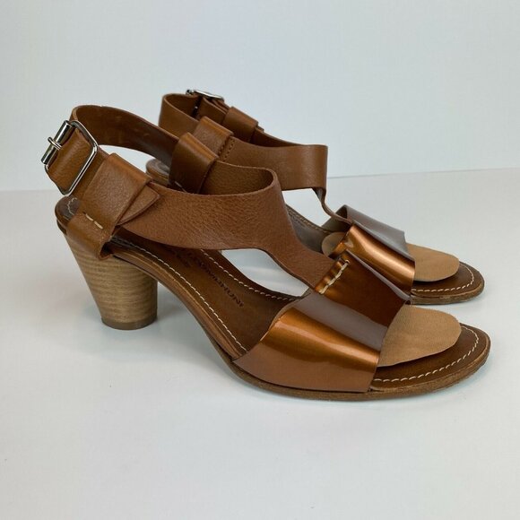 AGL Attilio Giusti Leombruni Heels Sandals‎ 5.5 Brown Copper Patent Leather 35.5 - Picture 1 of 11
